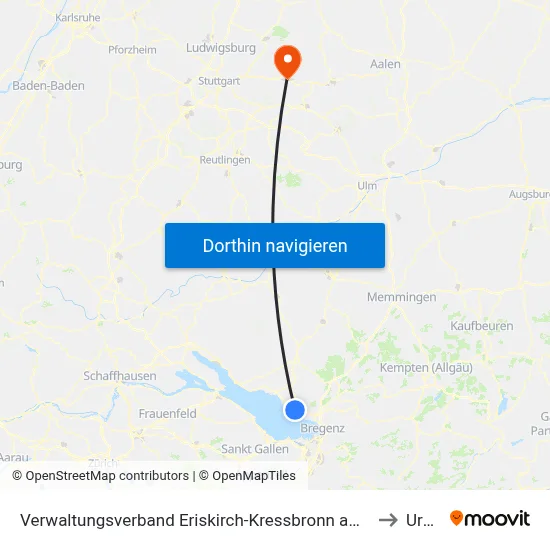 Verwaltungsverband Eriskirch-Kressbronn am Bodensee-Langenargen to Urbach map