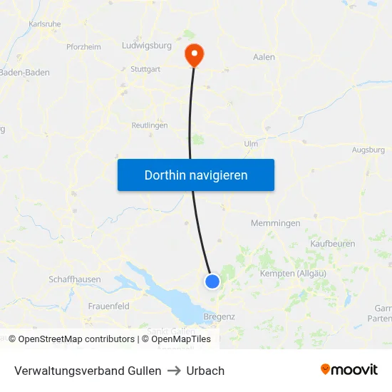 Verwaltungsverband Gullen to Urbach map