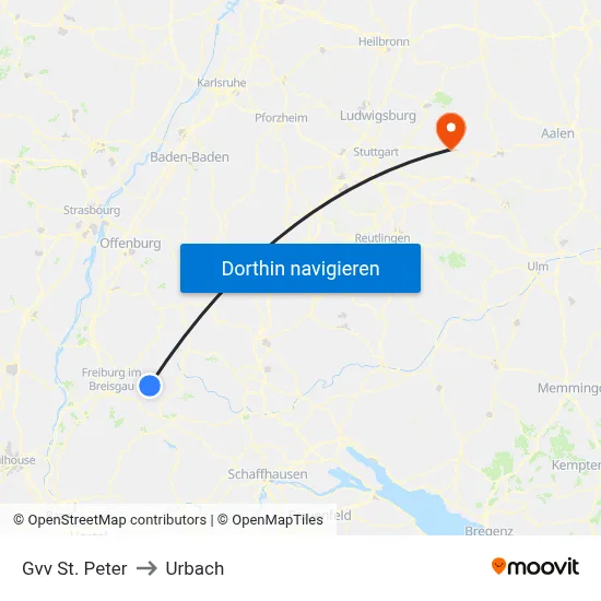 Gvv St. Peter to Urbach map