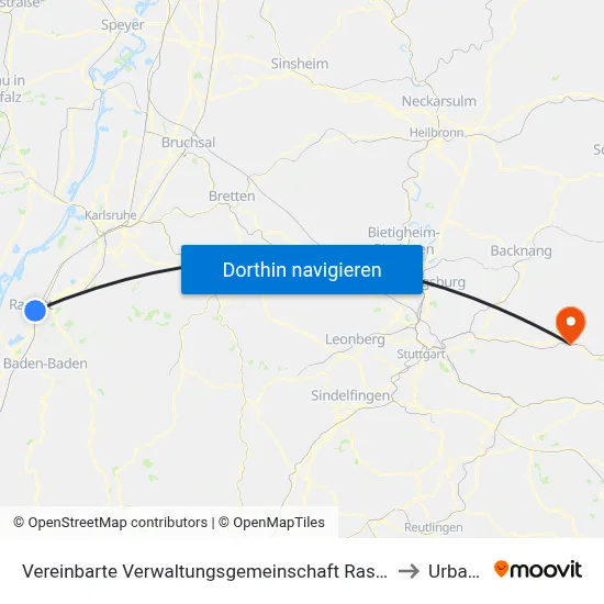 Vereinbarte Verwaltungsgemeinschaft Rastatt to Urbach map
