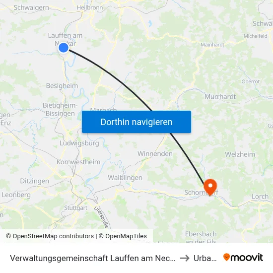 Verwaltungsgemeinschaft Lauffen am Neckar to Urbach map