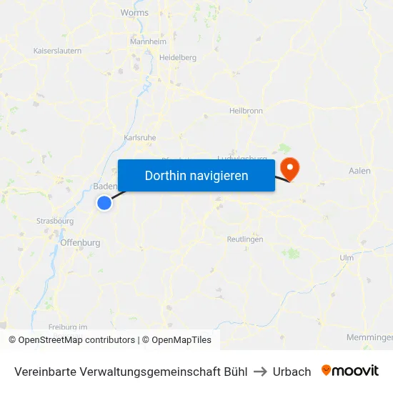 Vereinbarte Verwaltungsgemeinschaft Bühl to Urbach map
