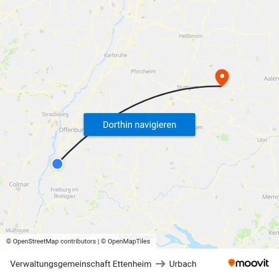 Verwaltungsgemeinschaft Ettenheim to Urbach map