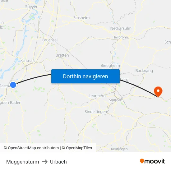 Muggensturm to Urbach map