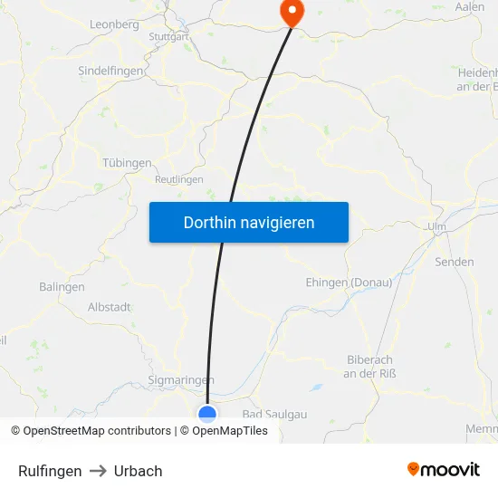 Rulfingen to Urbach map