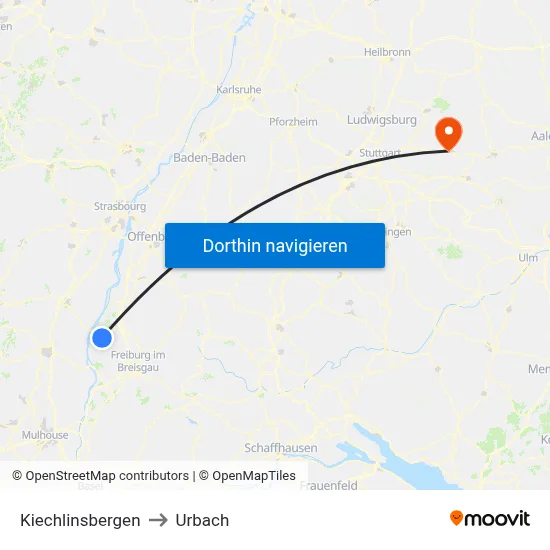 Kiechlinsbergen to Urbach map