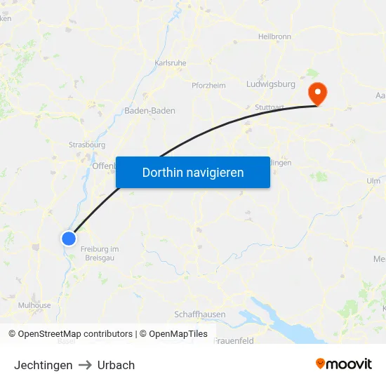 Jechtingen to Urbach map