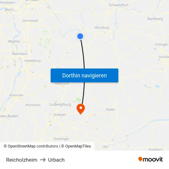 Reicholzheim to Urbach map