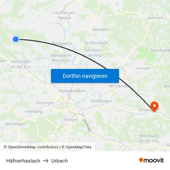 Häfnerhaslach to Urbach map