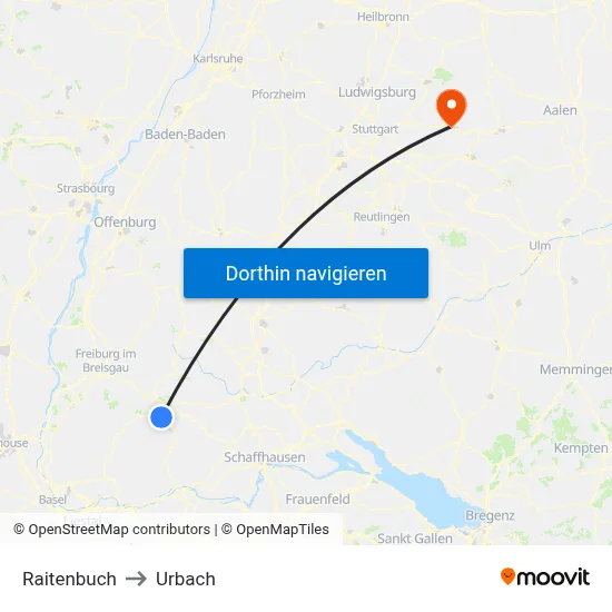 Raitenbuch to Urbach map