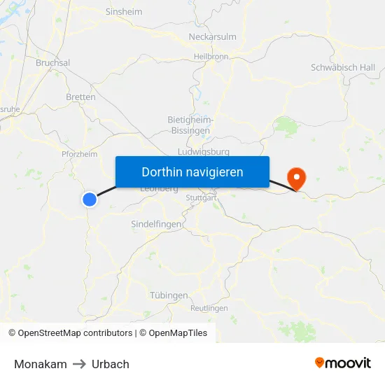 Monakam to Urbach map