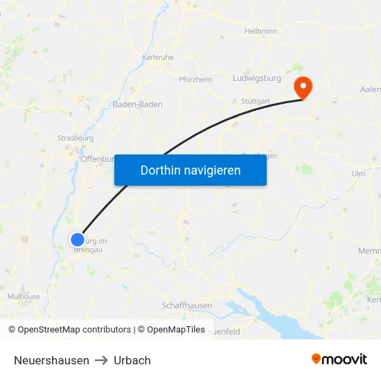 Neuershausen to Urbach map
