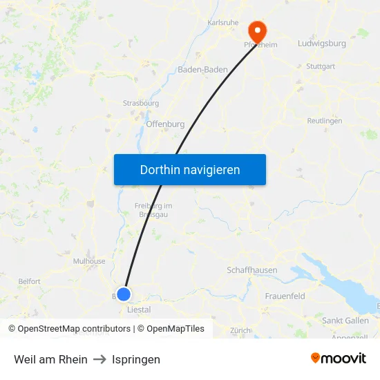 Weil am Rhein to Ispringen map