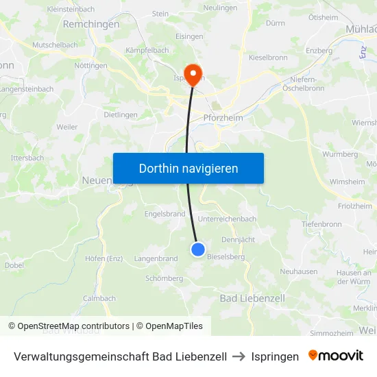 Verwaltungsgemeinschaft Bad Liebenzell to Ispringen map