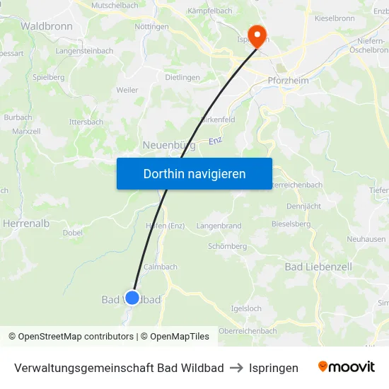 Verwaltungsgemeinschaft Bad Wildbad to Ispringen map