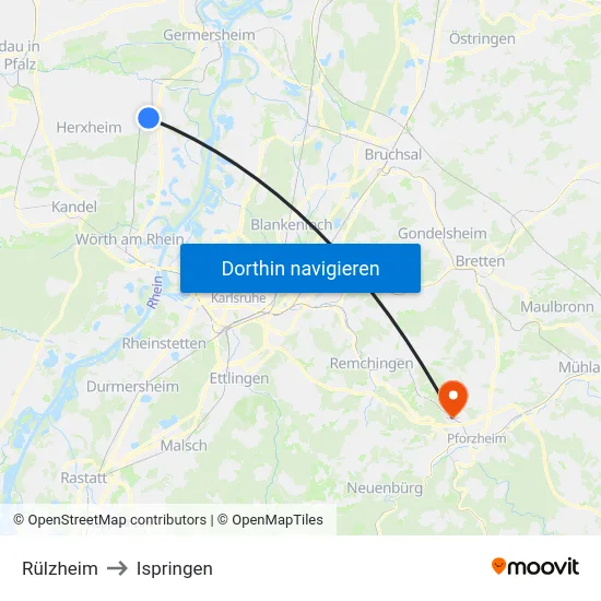 Rülzheim to Ispringen map