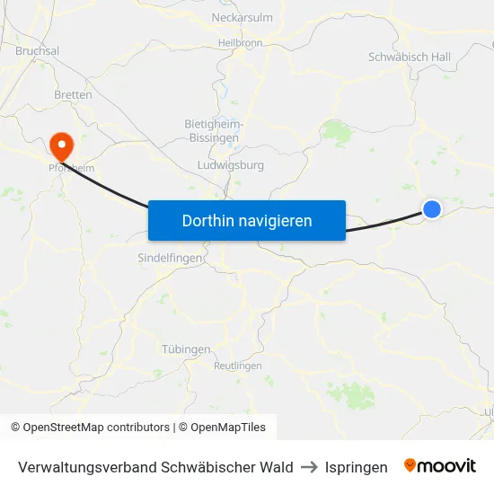 Verwaltungsverband Schwäbischer Wald to Ispringen map