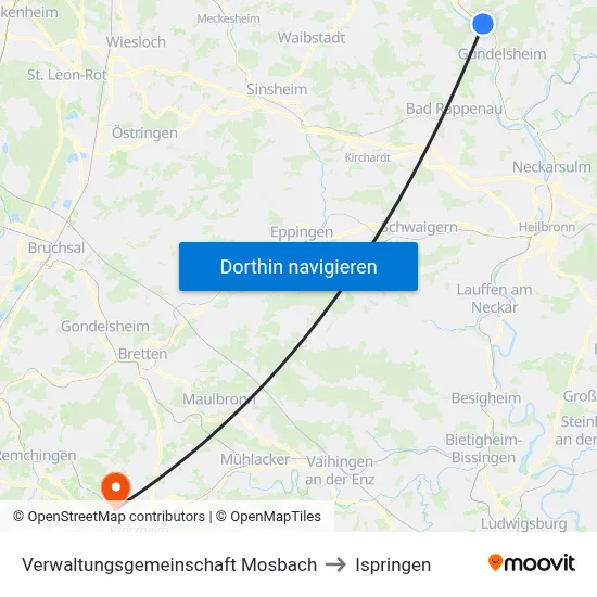 Verwaltungsgemeinschaft Mosbach to Ispringen map