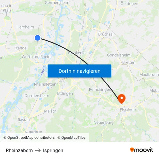 Rheinzabern to Ispringen map