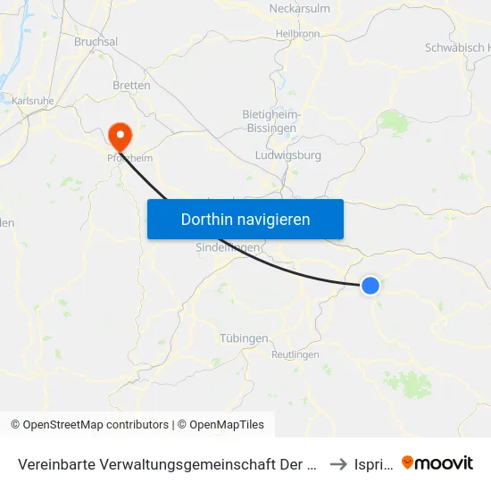 Vereinbarte Verwaltungsgemeinschaft Der Stadt Kirchheim Unter Teck to Ispringen map