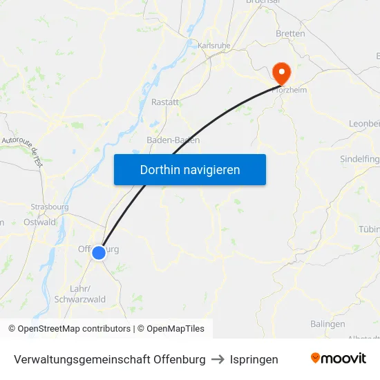 Verwaltungsgemeinschaft Offenburg to Ispringen map