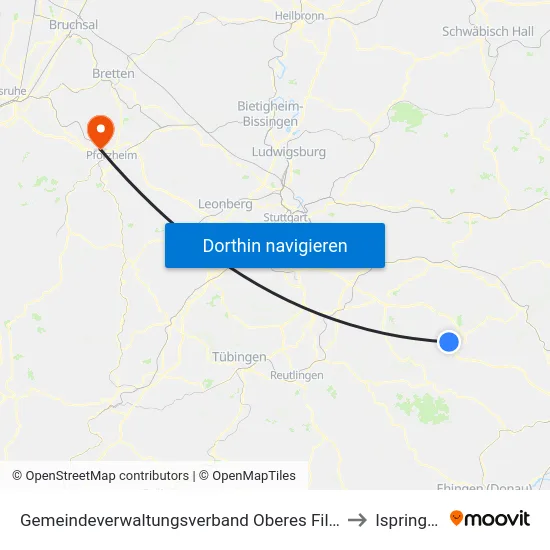 Gemeindeverwaltungsverband Oberes Filstal to Ispringen map