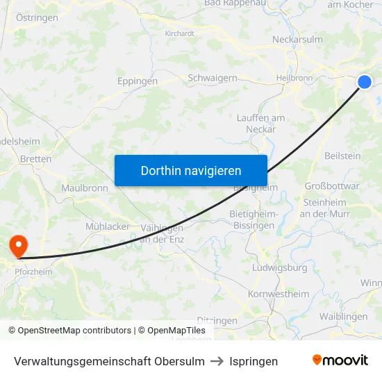 Verwaltungsgemeinschaft Obersulm to Ispringen map