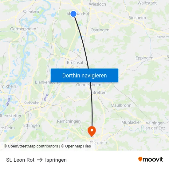 St. Leon-Rot to Ispringen map