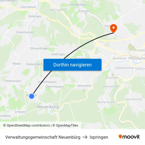 Verwaltungsgemeinschaft Neuenbürg to Ispringen map