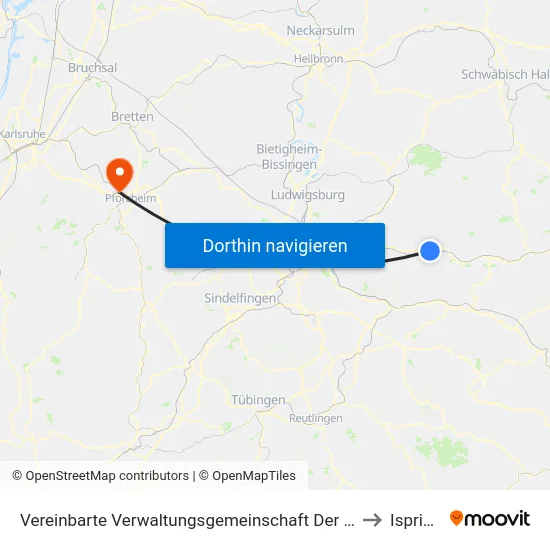 Vereinbarte Verwaltungsgemeinschaft Der Stadt Schorndorf to Ispringen map
