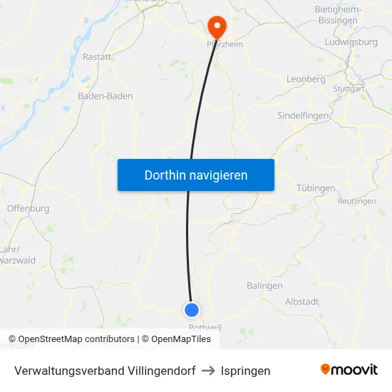 Verwaltungsverband Villingendorf to Ispringen map