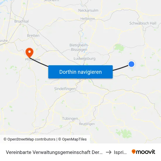 Vereinbarte Verwaltungsgemeinschaft Der Stadt Welzheim to Ispringen map