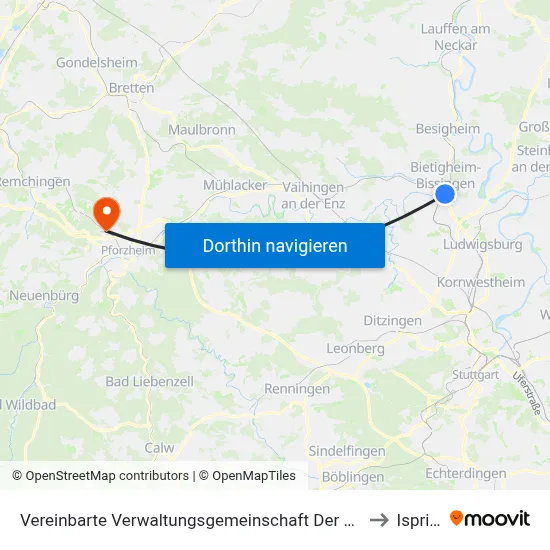 Vereinbarte Verwaltungsgemeinschaft Der Stadt Bietigheim-Bissingen to Ispringen map