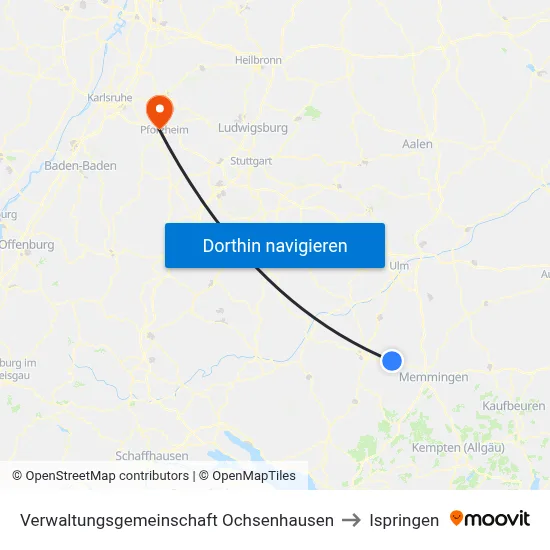 Verwaltungsgemeinschaft Ochsenhausen to Ispringen map