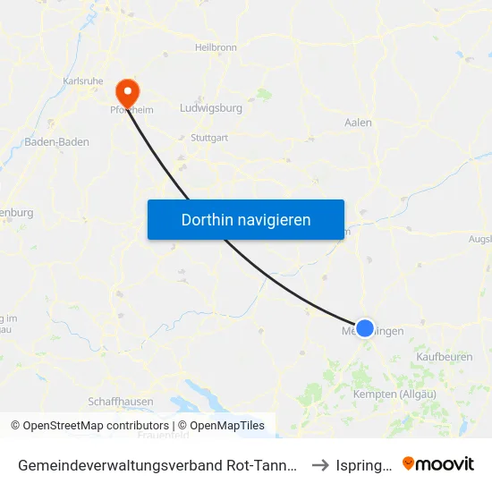 Gemeindeverwaltungsverband Rot-Tannheim to Ispringen map