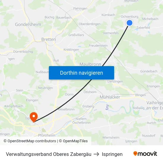 Verwaltungsverband Oberes Zabergäu to Ispringen map