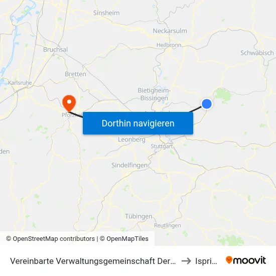 Vereinbarte Verwaltungsgemeinschaft Der Stadt Backnang to Ispringen map