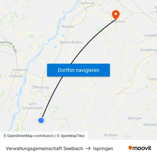 Verwaltungsgemeinschaft Seelbach to Ispringen map