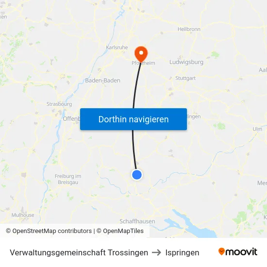 Verwaltungsgemeinschaft Trossingen to Ispringen map