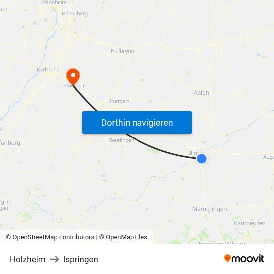 Holzheim to Ispringen map