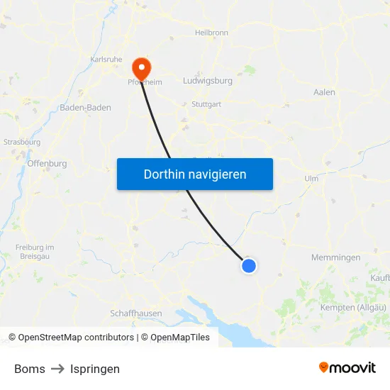 Boms to Ispringen map