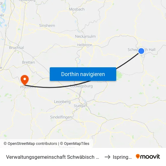 Verwaltungsgemeinschaft Schwäbisch Hall to Ispringen map