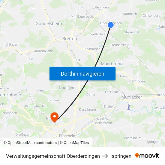 Verwaltungsgemeinschaft Oberderdingen to Ispringen map