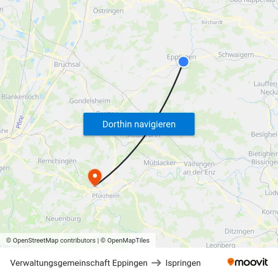 Verwaltungsgemeinschaft Eppingen to Ispringen map