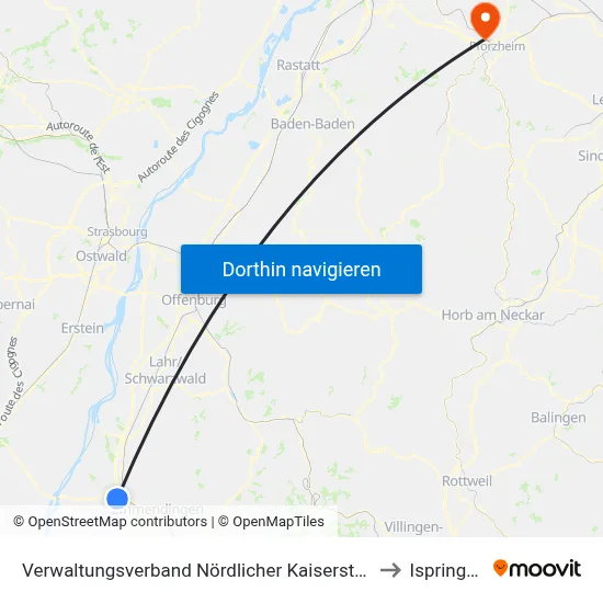 Verwaltungsverband Nördlicher Kaiserstuhl to Ispringen map