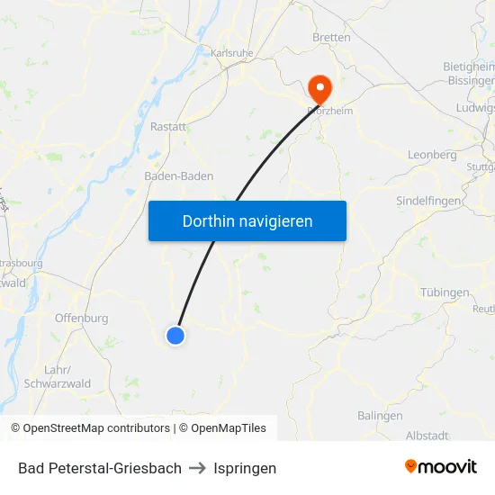 Bad Peterstal-Griesbach to Ispringen map