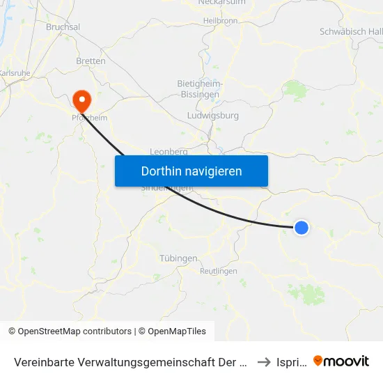 Vereinbarte Verwaltungsgemeinschaft Der Stadt Weilheim An Der Teck to Ispringen map