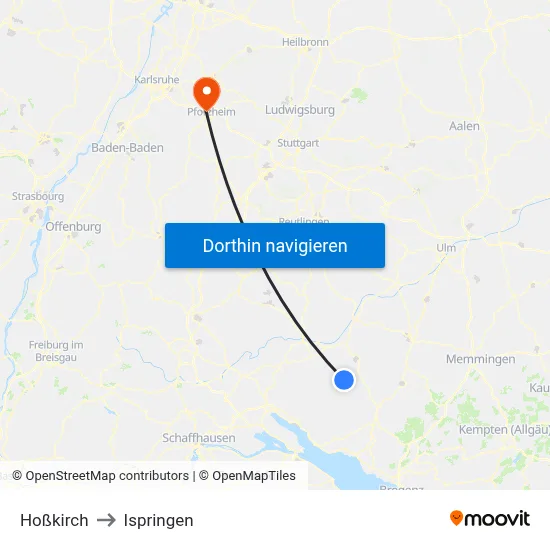 Hoßkirch to Ispringen map