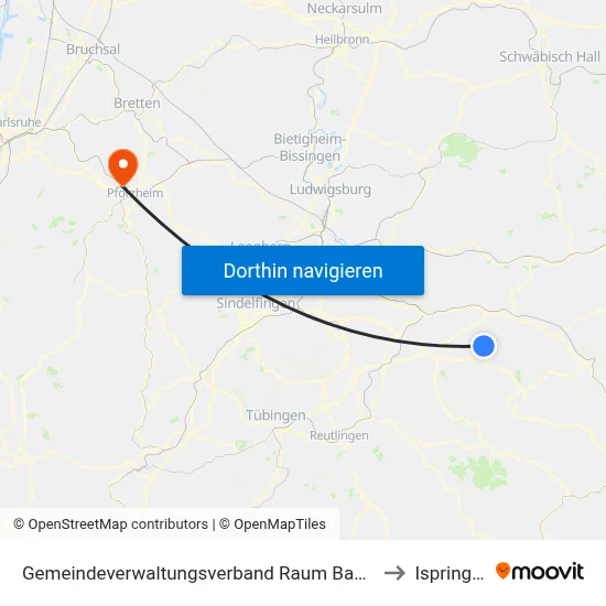 Gemeindeverwaltungsverband Raum Bad Boll to Ispringen map