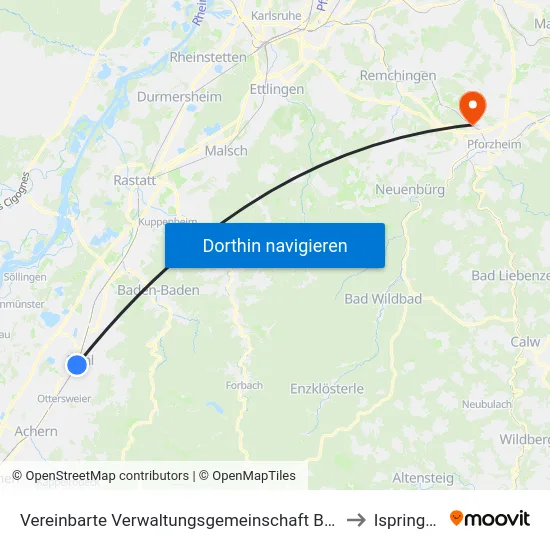 Vereinbarte Verwaltungsgemeinschaft Bühl to Ispringen map